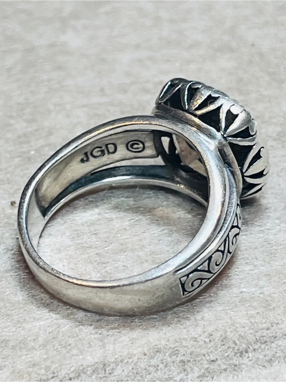 Sterling Silver Cushion Smoky Topaz Ring - Women's Gray